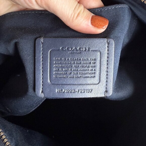 Coach Mia Pebbled Leather Shoulder Bag Metallic Blue Silver Hardware F29137 - Picture 2 of 11